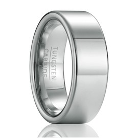 SOXEMAN Men's and women's wedding rings, universal tungsten carbide jewelry for couples, men's rings, 8mm wide flat polished simple and luxurious design (Silvery, 11)