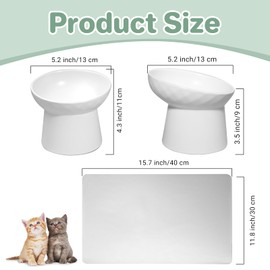 3 Pcs Ceramic Raised Cat Bowls 15 Degrees Ceramic Tilted Elevated Cat Bowls White Tilted Cat Food and Water Bowls Set Anti Vomit Pet Feeder for Cats and Small Dogs Supplies