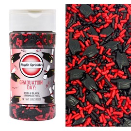 Mystic Sprinkles Graduation Day Sprinkles Mixes (Graduation Day! Red & Black Sprinkle Mix 3.8oz)