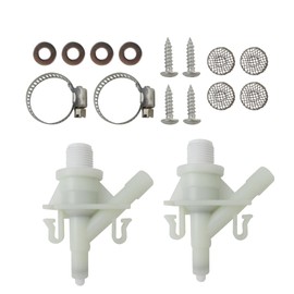 2pcs RV & Camper Toilet Water Valve Kit with Stainless Steel Filters - Fit for Sealand/Dometic/Traveler/Vacuflush Toilets