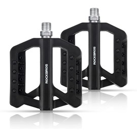 ROCKBROS Bike Pedals 9/16 Inch Non-Slip Cycling Pedals 4 Sealed Bearings Bicycle Pedals with Wide Platform Nylon Flat Pedals for Road Mountain Racing Bike MTB