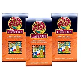 HEB Cafe Ole Taste of Texas Whole Bean Coffee 12oz Bag (Pack of 3) (Taste of Austin Medium Roast - Nutty Flavor with a Hint of Cinnamon)