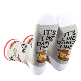 2 Pairs Line Dance Socks Line Dancing Lover Gift Hat Boot Western Country Dance Teacher Sock It's Line Dance Time (UK, Alpha, One Size, Regular, Regular, LINE DANCE 2s)