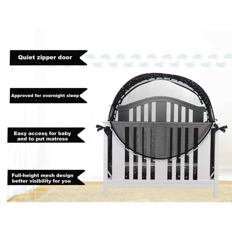 ZXPLO Safety Pop Up Crib Tent Cover to Keep Toddler