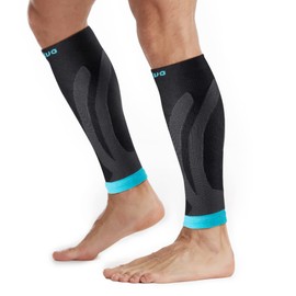 Cambivo 2 Pairs of Calf Bandages, Calf Compression Socks for Men and Women, Calf Sleeves, Leg Warmers, Compression Socks without Foot for Sports, Football, blue, s-m