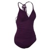 Hilor Women's Shirred Halter One Piece Swimsuits Macrame Back Swimwear