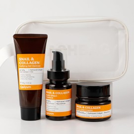 QUIYUM Face Care with Snail Slime, 3-Piece Skin Care Set, with Cleansing Milk, Face Cream with Snail Extract, Snail Slime Serum, for All Skin Types, Moisturising