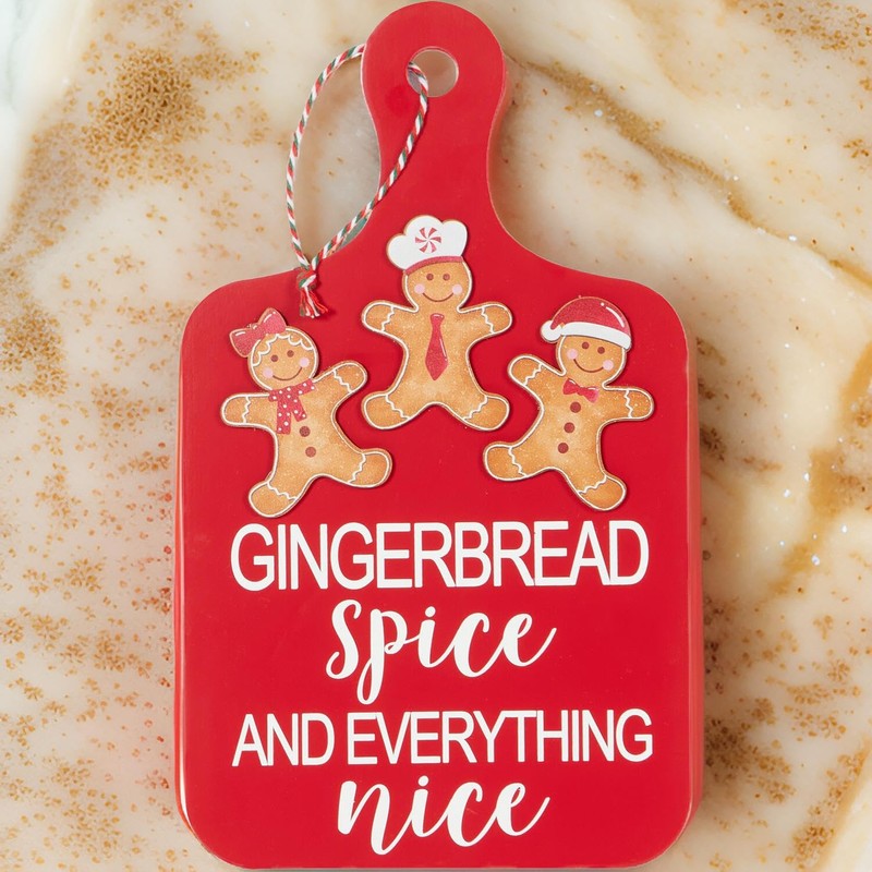 Gingerbread Spice and Everything Nice Red Decorative Hanging Plaque, 30cm