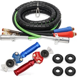 CheeMuii Semi Truck Air Line Kit 15 ft 3 in 1 Airline Air Hose Truck Trailer with Glad Hand and 1 Pair Glad Hand Handle with 4 pcs Glad Hand Seals