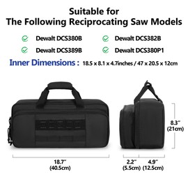 Rexmica Carrying Case Compatible with DEWALT 20V/60V Max Cordless Reciprocating Saw DCS380B/ DCS382B/ DCS389B/ DCS380P1, Storage bag for Dewalt Reciprocating Saw with Multiple Pockets for Accessories