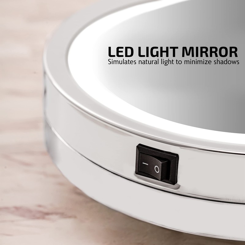 OVENTE Wall Mounted Lighted Makeup Mirror, 9" Double Sided 1X/10X