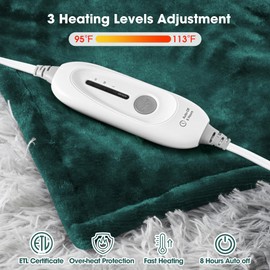 Heated Blanket Full Size, Super Soft Flannel Electric Blanket