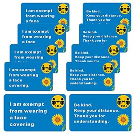 FONOON Face Mask Exemption Badge Holder Card, 5 Pieces - Blue Sunflower Design