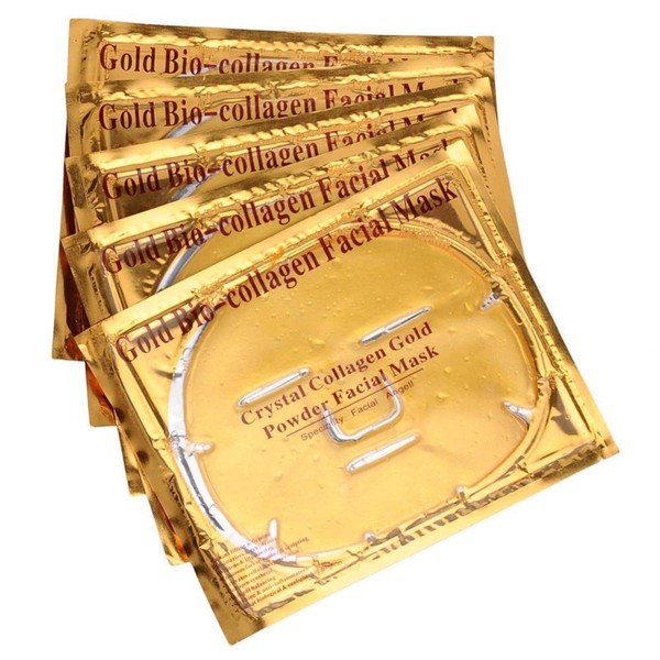 Crystal Collagen Gold Gel Face Mask 24K | Anti-Ageing, Anti-Wrinkle, Moisturising | Reduces Fine Lines, Dark Circles and Puffy Eyes, Pack of 50