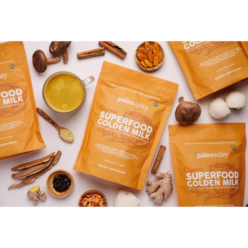 Paleovalley Organic Superfood Golden Milk - Immune, Focus, Cognitive, Longevity