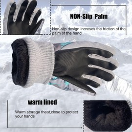 FAYHIJUN Waterproof Kids Gloves winter Cold Weather Snow Ski Bicycle Kid Glove Boys Girls Outdoor Sport (Grey, S（Age4-6）)