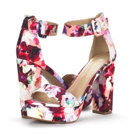 DREAM PAIRS Womens HI-LO High Heel Platform Pump Sandal Orinthia,Size 5.5,Floral
