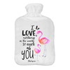 Hot Cold Water-Bottle with Soft Fleece Cover Water-Bag 2 litreFlamingo