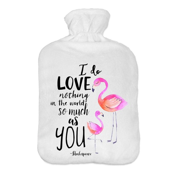 Hot Cold Water-Bottle with Soft Fleece Cover Water-Bag 2 litreFlamingo