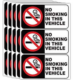 No Smoking in This Vehicle Sticker Sign -1.5 X 3 Inch Durability Self Adhesive UV Protected & Weatherproof ,Indoor & Outdoor Warning Labels Decal (15 Pcs)