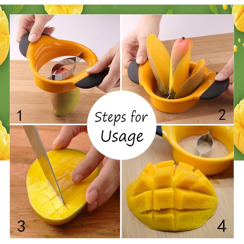 Mango Slicer,Mango Pit Remover Tool,Mango Cutter with Stainless Steel Blade