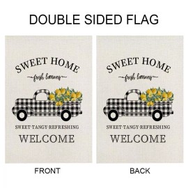 Unbranded Sweet Home Lemon Truck Farmhouse Rustic Spring, Summer Garden Flag,Double Sided