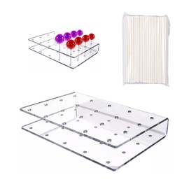 MUEEAD 1 Piece 20-hole Candy Holder with 100 Paper Sticks, Double Layer Holder, Acrylic Display Stand, Suitable for Party, Wedding, Exhibition, Dessert, DIY Decoration