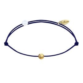 Les POULETTES BIJOUX - Bracelet Link Small Gold-Plated Pearl - Classics - Blue Navy, Textile