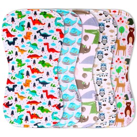 KiddyStar Premium 5-Pack Baby Burp Cloths - 100% Organic Cotton, Large, Soft & Absorbent Burping Towels for Newborns and Infants, Spit-Up Rags