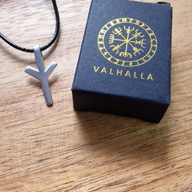 Valhalla Viking Necklace with rune for women and men 925 Sterling Silver - Norse Nordic Celtic Jewelry Protection Amulet (Algiz)