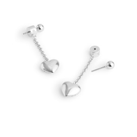 COACH Women's Signature Quilted Heart Front Back Earrings