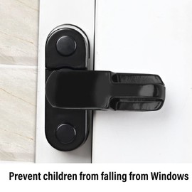 Sash Blocker Window Jammer Aluminum Alloy T Type Door Window Restrictor Lock Window Latch Sash Lock (Black)