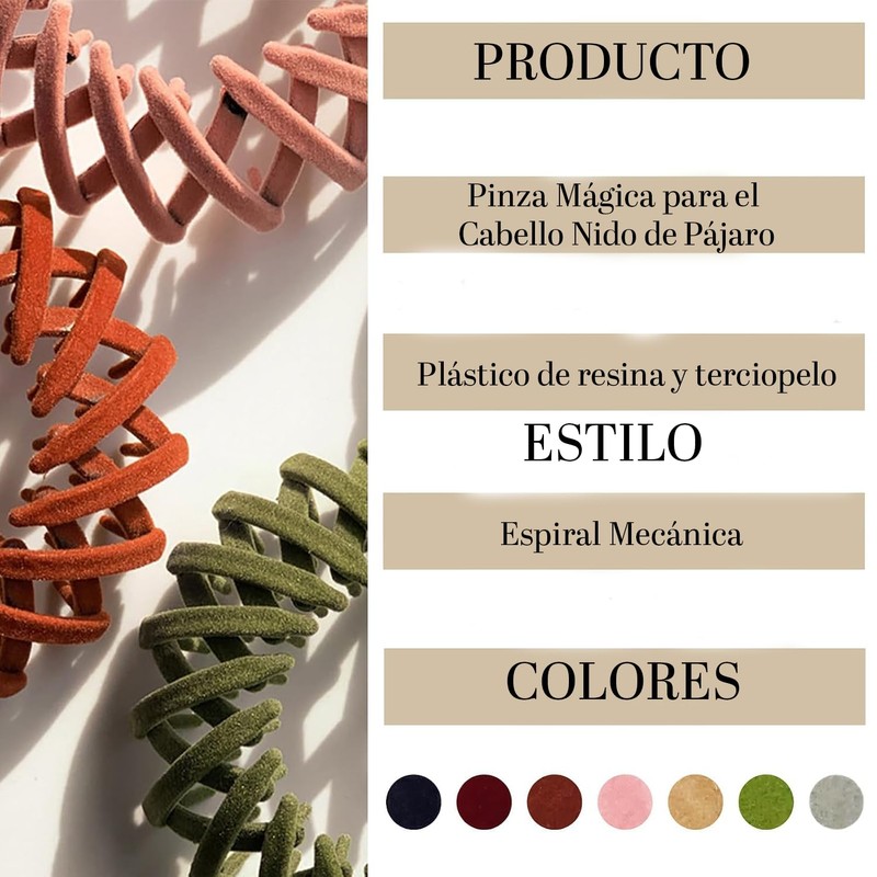 Triko Set de 7 Pinzas para Cabello de Nido de