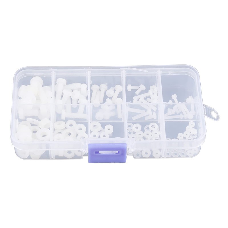 Walfront 150 Piezas Tornillos de Nailon Tuercas Pernos Arandelas Kit
