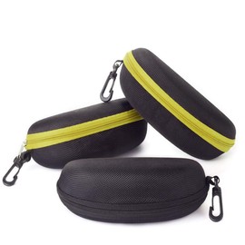 RayLove 3 Pack Sunglasses Case Portable Travel Zipper Eyeglasses Case Hook (2yellow1Black)