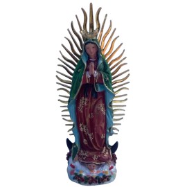 Virgen De Guadalupe Con Corona 8" Our Lady Of Guadalupe Religious Figure, New