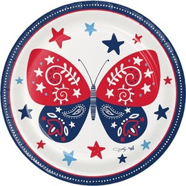 Dolly Parton Patriotic Butterflies Dinner Plates Set, 24 Count