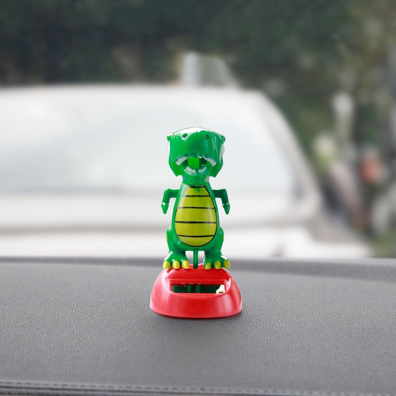 YGMONER Dinosaurs Waving Arms Car Dashboard Dancer Cartoon Style Solar