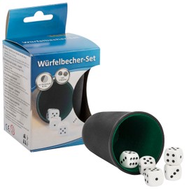 Idena 10002233 - Würfelbecher aus Kunststoff und Filz, inklusive 5 Würfel