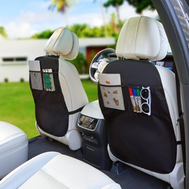 ARANA Car Back of Seat Protector for Kids, Car Kick Mat Back Seat Protector for Vehicles Back Seat, Back Seat Cover for Kids Feet Kicking, 2 Pack Waterproof Sag Proof with 2 Storage Pockets