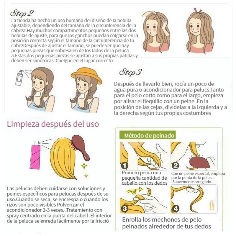 ANYGO Cosplay Pelucas Cabello Sinteticas Larga Y Liso Multicolor