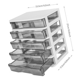 Charmewooden 5 Drawer Desktop Storage with clear drawers, Small Drawer Organizer, Clear Plastic Drawers Organizer, Desktop Organizer with Drawers, Plastic Drawer Storage with Sliding Drawer