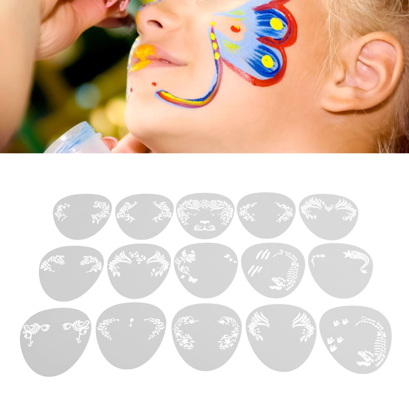 15 Pcs Face Paint Stencils Set PP Reusable Temporary Face