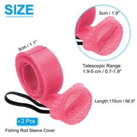 PATIKIL 67 Inch Rod Sock, 2 Pcs Fishing Rod Sleeve Cover Braided Mesh Pole Protector Gloves Fishing Tools Flat End for Spinning Fishing Rod Fly Rod Ice Rod Casting Rod, Bright Red