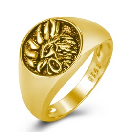 PikaLF Phoenix Bird Ring for Men, Chicken Rooster Ring, Gold-Plated Rings, Vintage Phoenix Signet Rings, Animal Ring Jewellery, NO