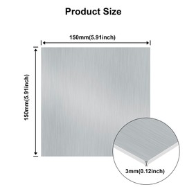 LAVMHAB 2 pieces aluminium sheet, 3 mm thick aluminium plates, 150 mm x 150 mm aluminium plate with protective film, aluminium sheets for DIY crafts
