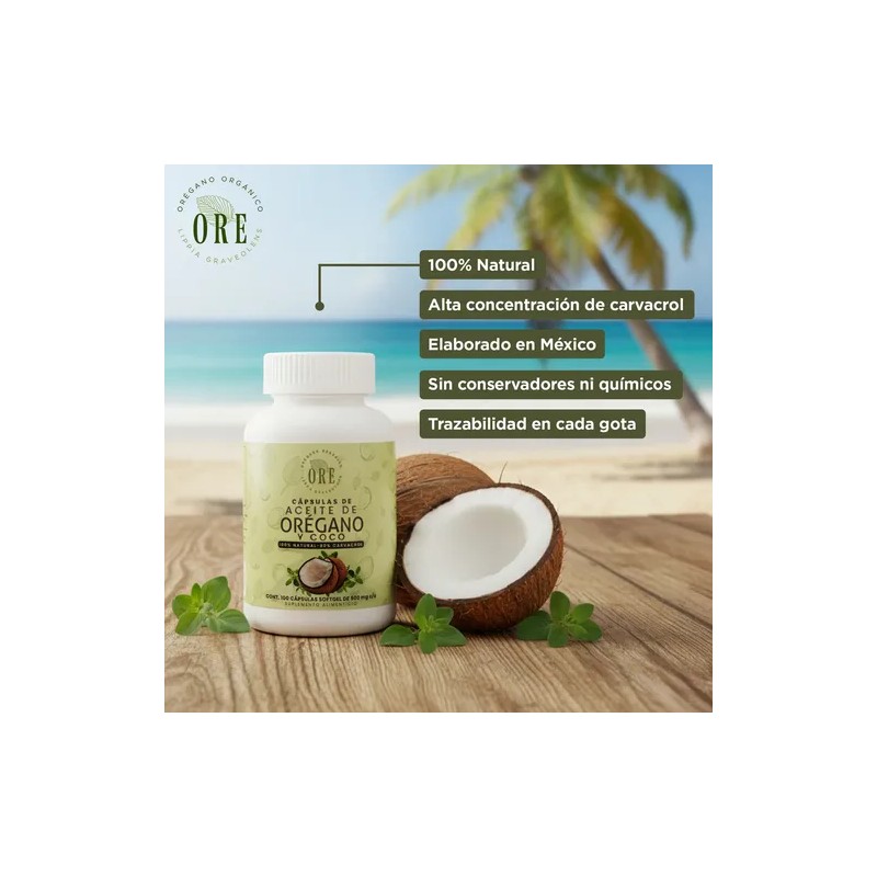 Aceite De Orégano Y Aceite De Coco En Capsulas 100