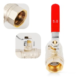 Ball Valve 1 Inch Female x 1 Inch Female Thread Brass DN25 with Lever Handle Ball Valve Shut-off Valve Tap with Steel Handle Throttle PTFE Sealing Ring Gland