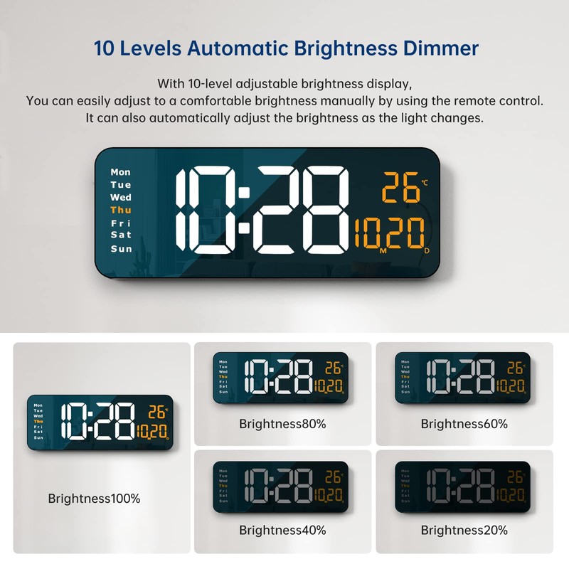 YISILE Digital Wall Clock Large Display, 16.2" Large Digital Wall