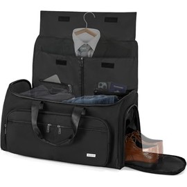 AKOZLIN Convertible Garment Bag for Travel 3 in 1 Carry On Garment Duffle Bag with Shoes Compartment Hanging Suitcase Suit Travel Storage Bags For Men Women Black